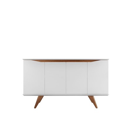 Manhattan Comfort Tudor 53.15 Sideboard with 4 Shelves in White Matte and Maple Cream 1027751
